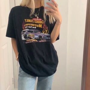Vintage Printstar Japan Toms racing figure black oversized t-shirt